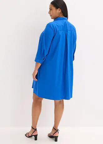 Robe-chemise en popeline solide, Couleur: bleu arctique