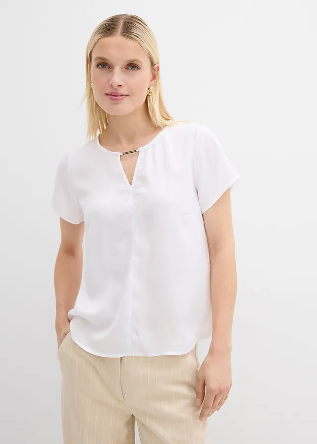Tuniek van elegant satijn, Kleur: wit
