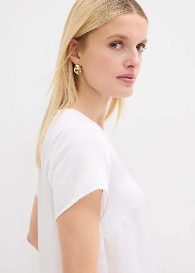 Tunică din satin fin • alb • magazin bonprix