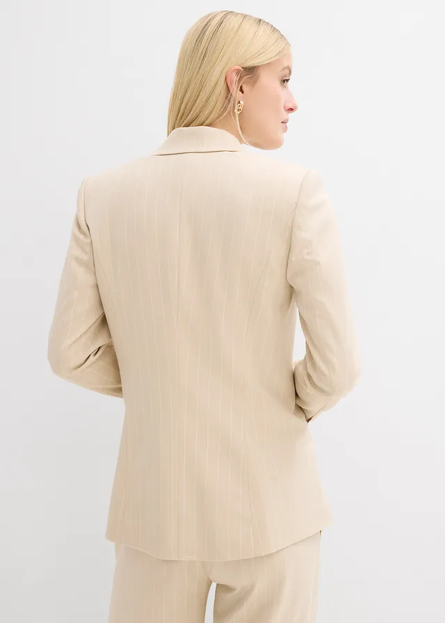 Blazer met krijtstreep • lichtsand/wit gestreept • product-page.page-title-suffix