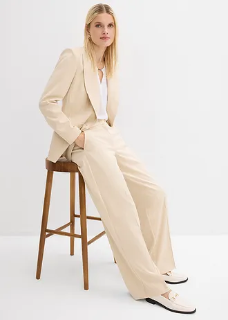 Blazer met krijtstreep, Kleur: lichtsand/wit gestreept