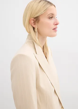 Blazer met krijtstreep • lichtsand/wit gestreept • bonprix online shop