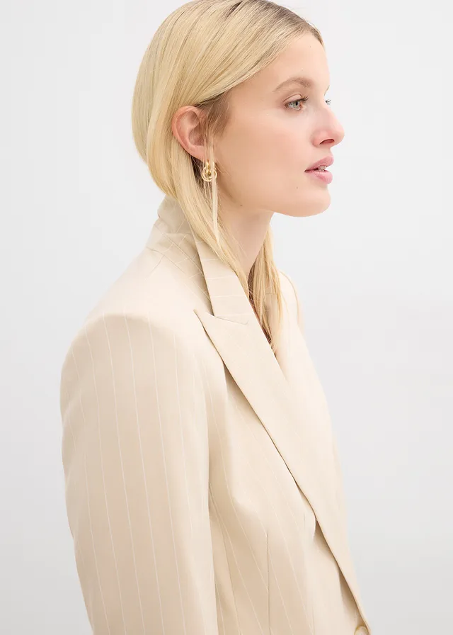 Blazer met krijtstreep • lichtsand/wit gestreept • product-page.page-title-suffix