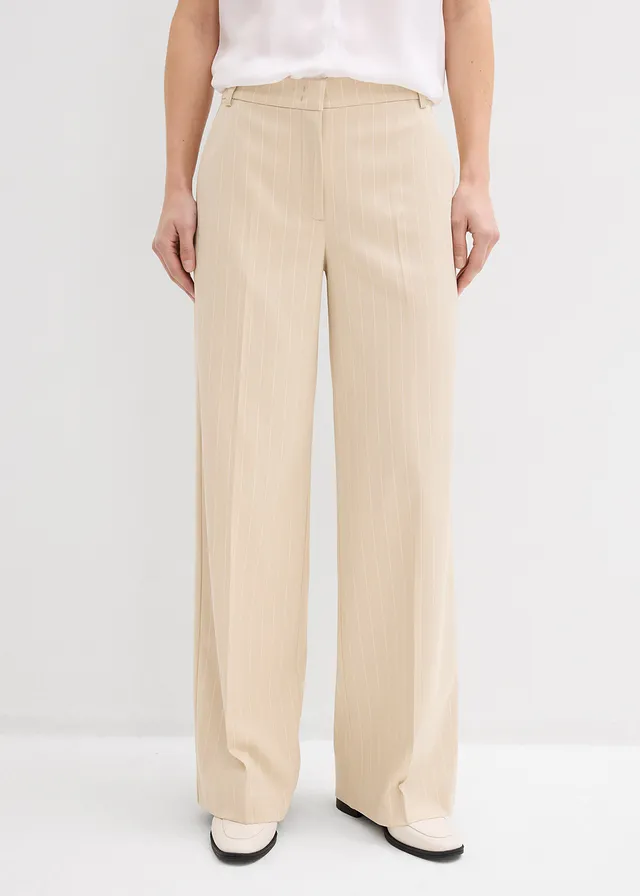 Marlene Dietrich broek met strepen • lichtsand/wit gestreept • product-page.page-title-suffix