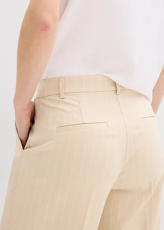 Pantalon large à pinces et rayures tennis • sable clair/blanc rayé • Boutique bonprix