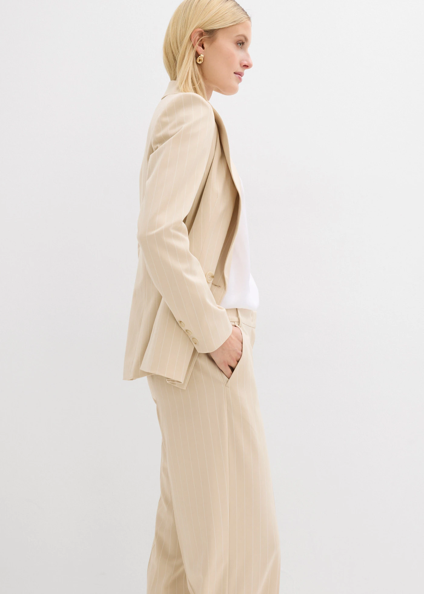 Marlene Dietrich broek met strepen • lichtsand/wit gestreept • bonprix online shop