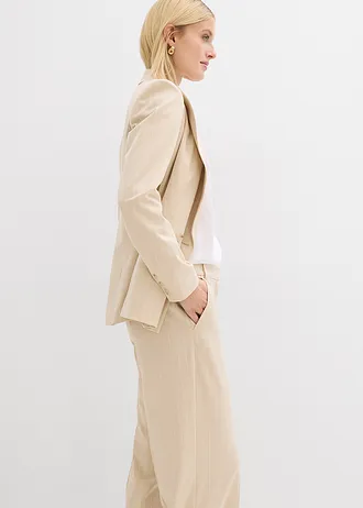 Pantalon large à pinces et rayures tennis • sable clair/blanc rayé • Boutique bonprix