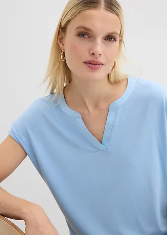 T-shirt à bordure satinée • bleu clair • Boutique bonprix