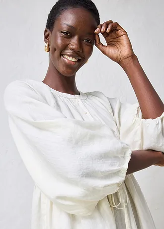 Dlouhé šaty z čistého lnu • krémově bílá • bonprix obchod