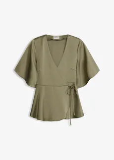 Satijnen blouse met een diep decolleté