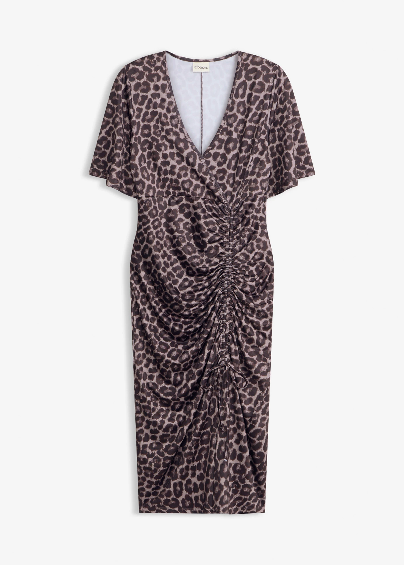 Midi jurk met plooien • bruin-zwart luipaardprint • bonprix online shop