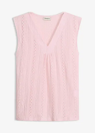 Top met broderie anglaise, Kleur: kristalroze