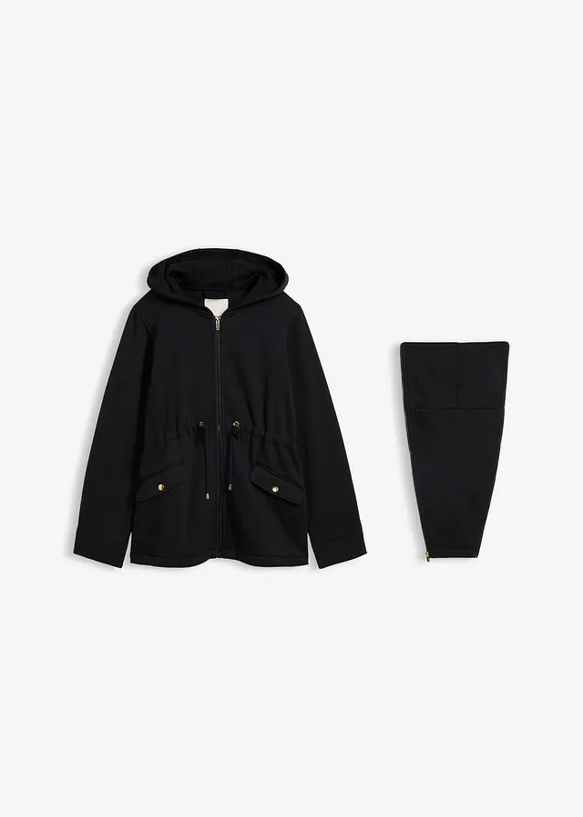 Veste zippée 2en1 pour la grossesse avec empiècement de portage • noir • Boutique bonprix