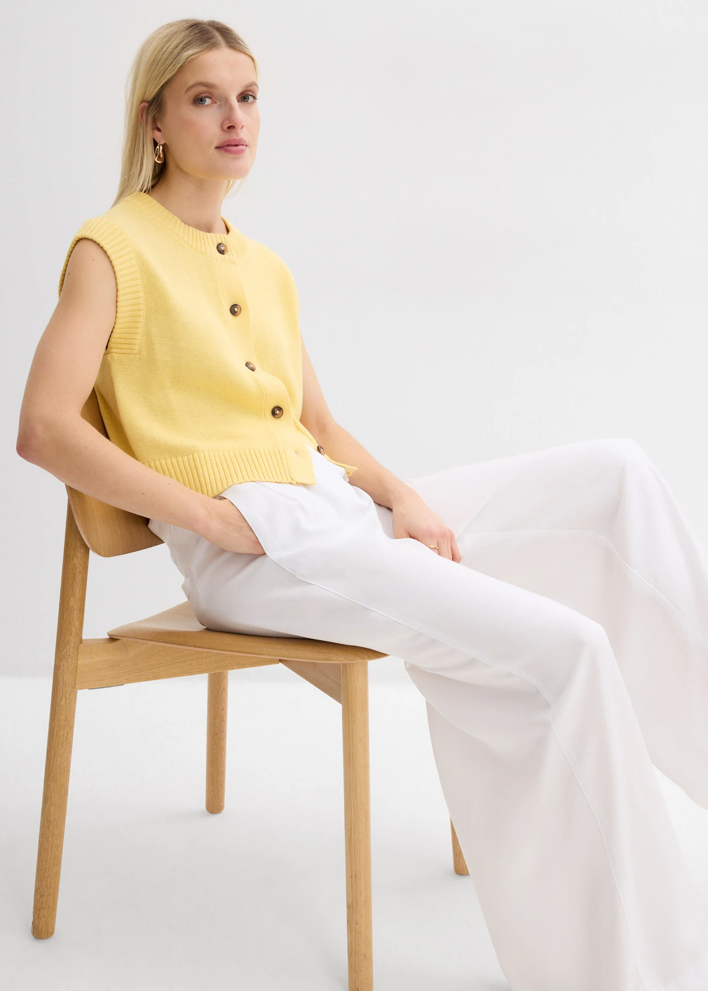 Bandplooibroek van soepel lyocell • wit • bonprix online shop