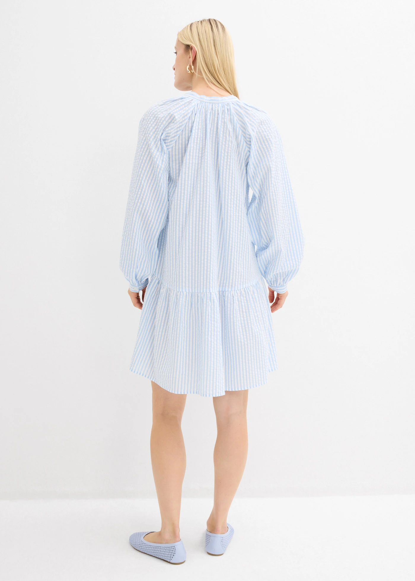 Tuniekjurk van puur katoen • lichtblauw-wit gestreept • bonprix online shop