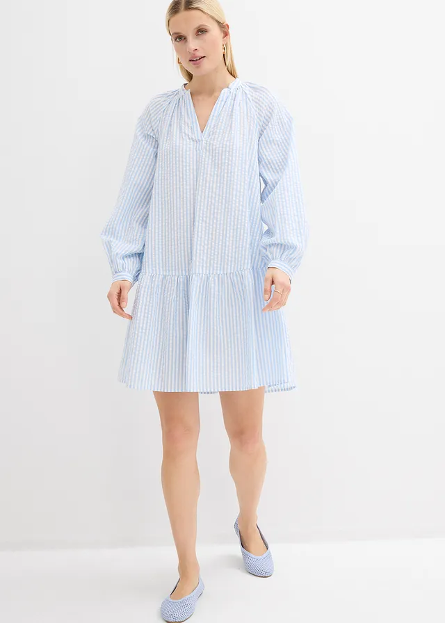 Robe-tunique, Couleur: bleu clair/blanc rayé