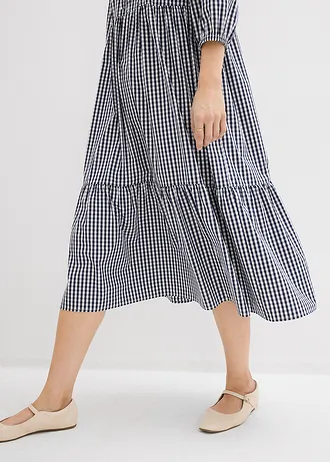 Midi jurk • donkerblauw-wit geruit • bonprix online shop