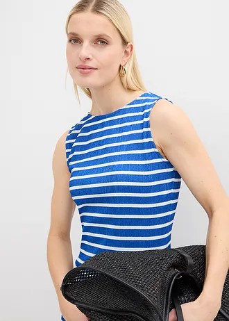 Maxi jurk met asymmetrische zoom • arctisch blauw-wit gestreept • bonprix online shop