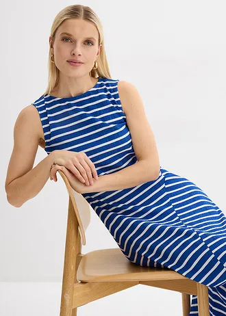 Maxi jurk met asymmetrische zoom • arctisch blauw-wit gestreept • bonprix online shop