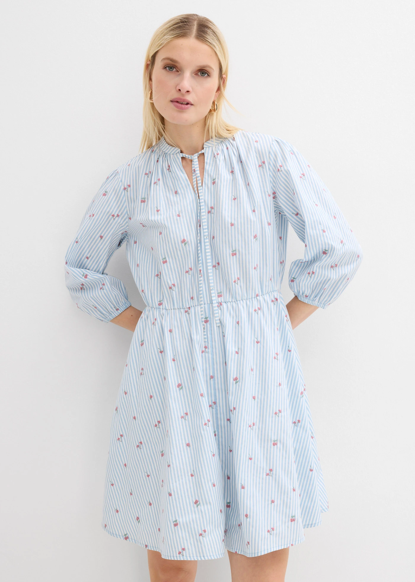 Rochie mini din bumbac 100% • bleu/alb cu dungi • magazin bonprix