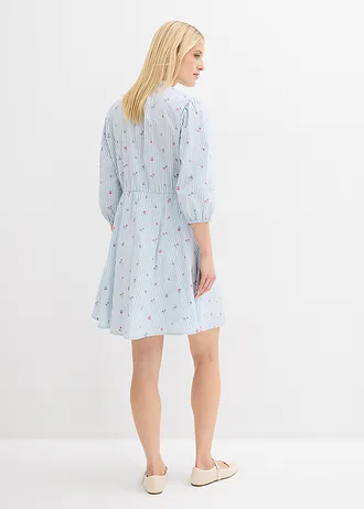 Robe courte 100% coton • bleu clair-blanc rayé • Boutique bonprix