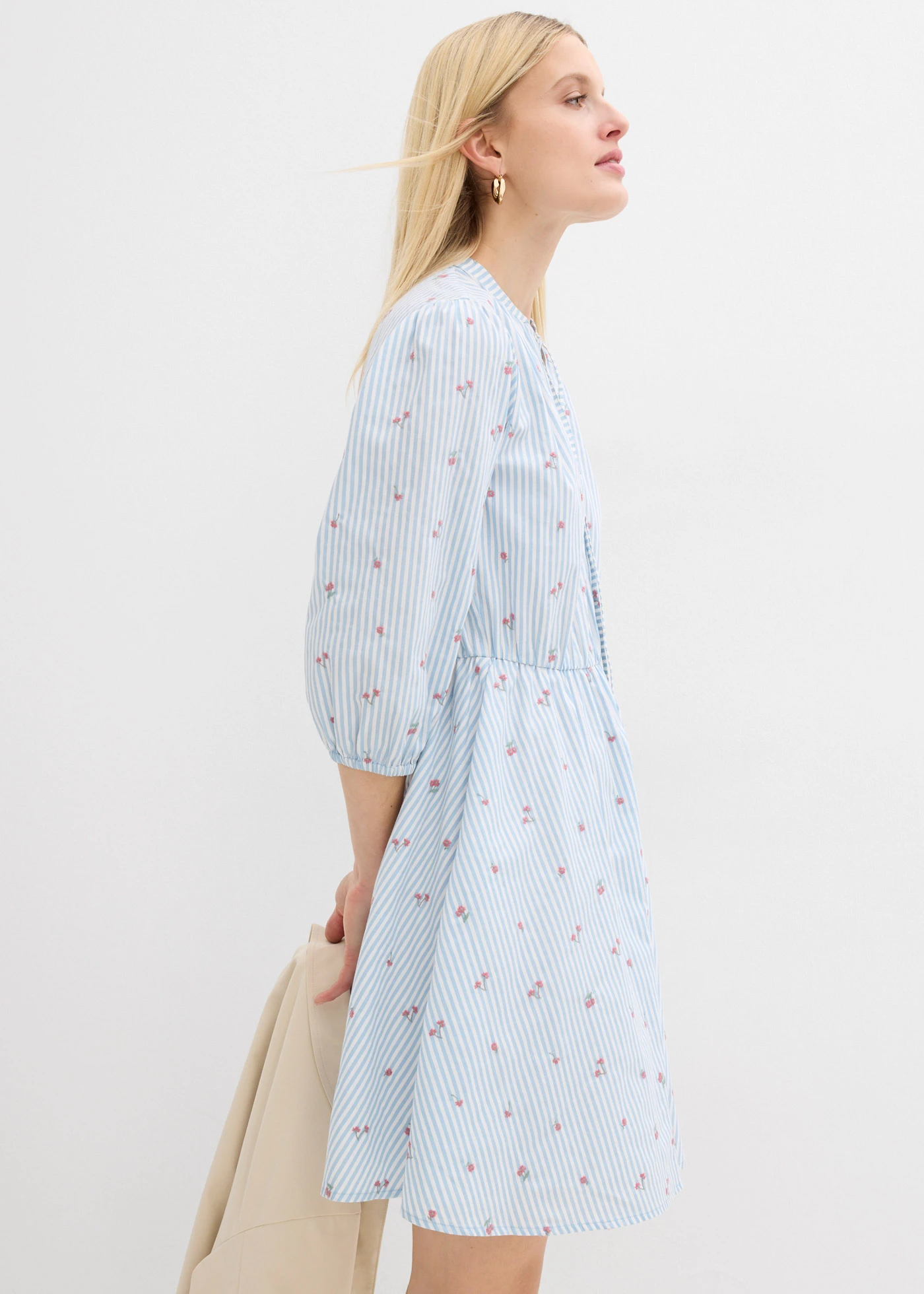 Mini jurk van katoen • lichtblauw-wit gestreept • bonprix online shop