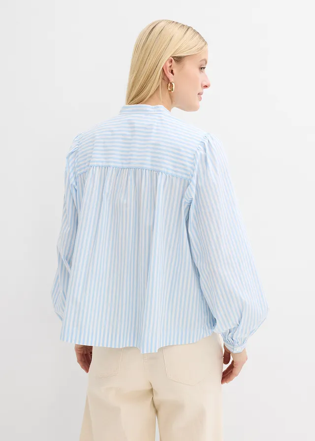 Blouse van stevige popeline • lichtblauw-wit gestreept • product-page.page-title-suffix