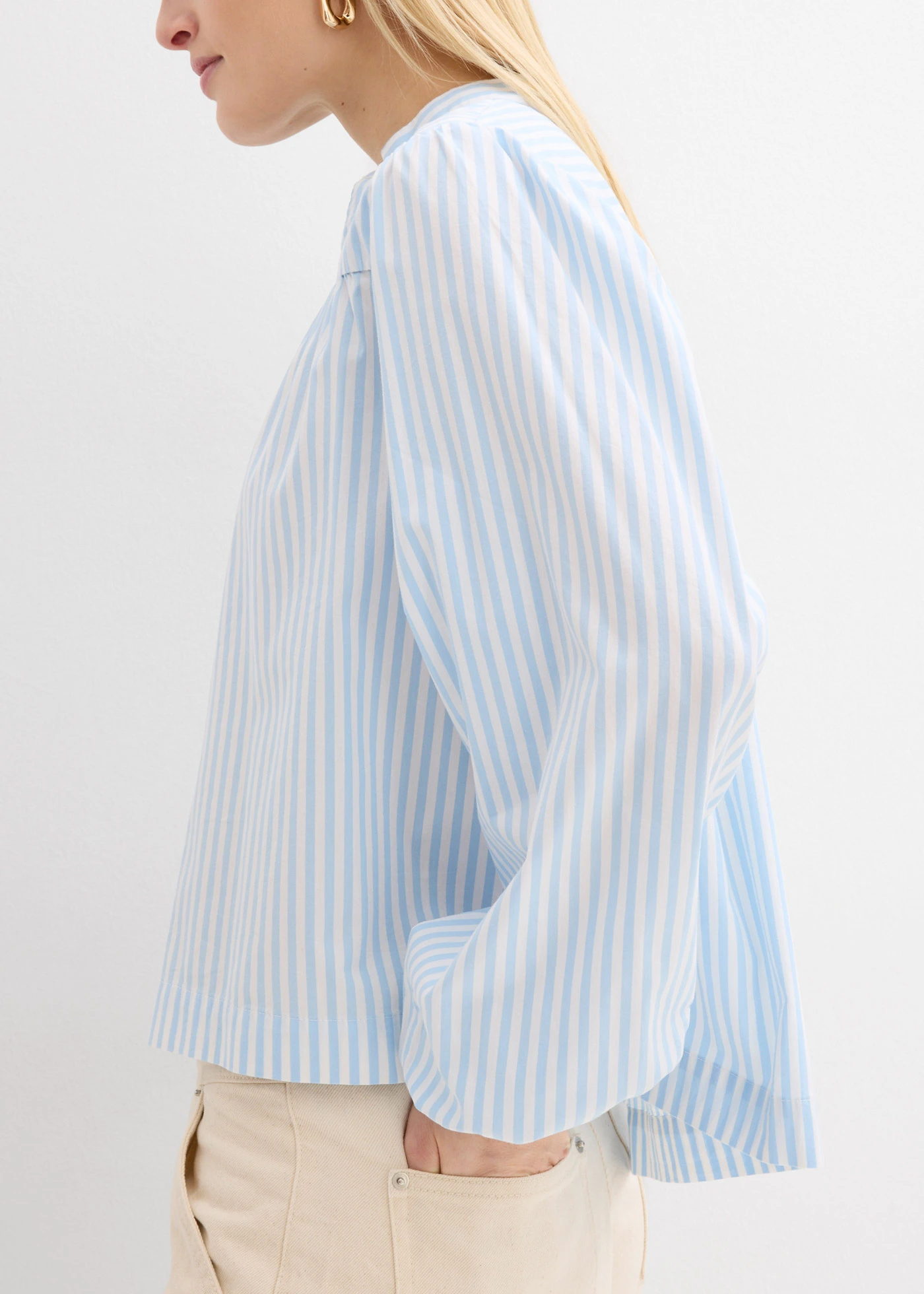 Bluză din poplin solid • bleu/alb cu dungi • magazin bonprix