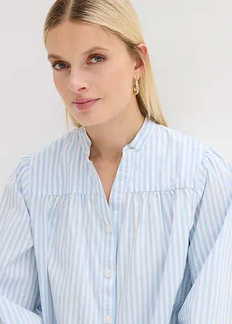 Bluză din poplin solid • bleu/alb cu dungi • magazin bonprix