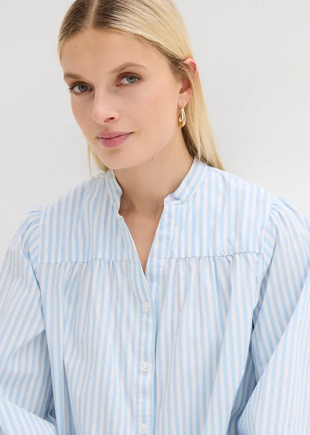 Blouse van stevige popeline • lichtblauw-wit gestreept • product-page.page-title-suffix