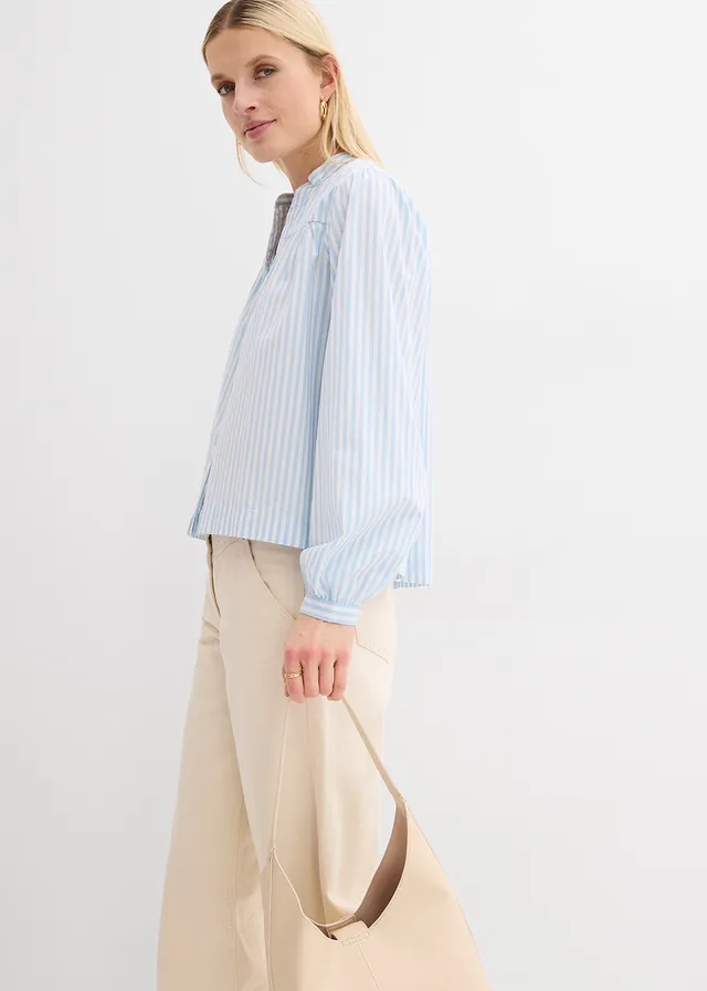 Blouse van stevige popeline • lichtblauw-wit gestreept • product-page.page-title-suffix