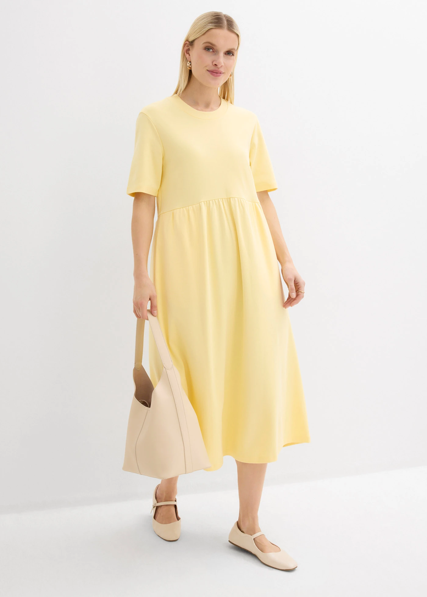 Jersey jurk van puur katoen • lichtgeel • bonprix online shop