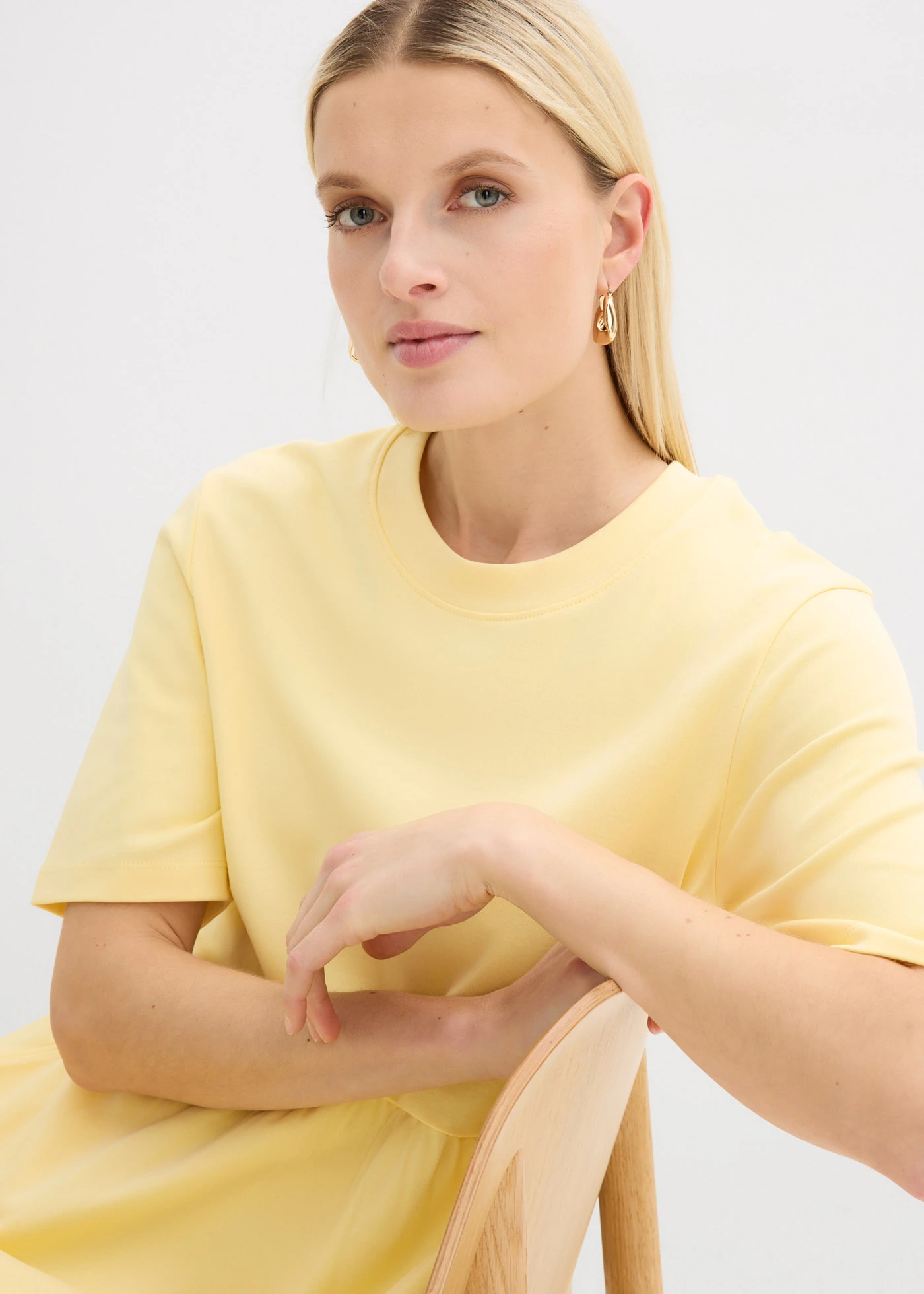 Rochie de jerse din bumbac 100% • galben deschis • magazin bonprix