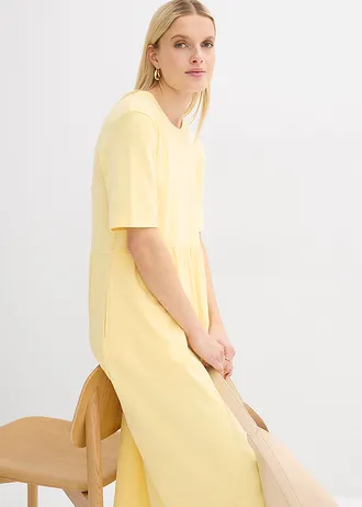 Jersey jurk van puur katoen • lichtgeel • bonprix online shop