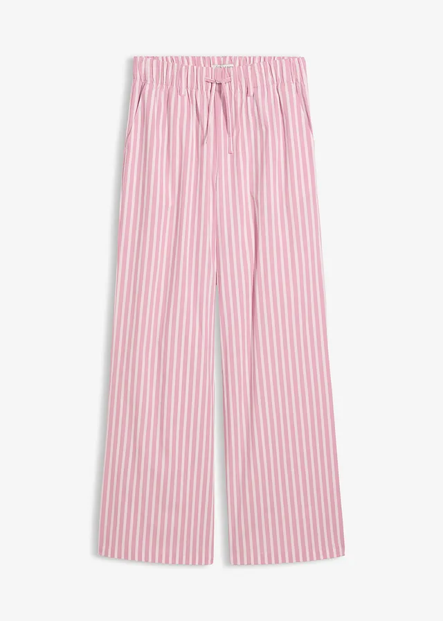 Pantaloni palazzo din bumbac de poplin