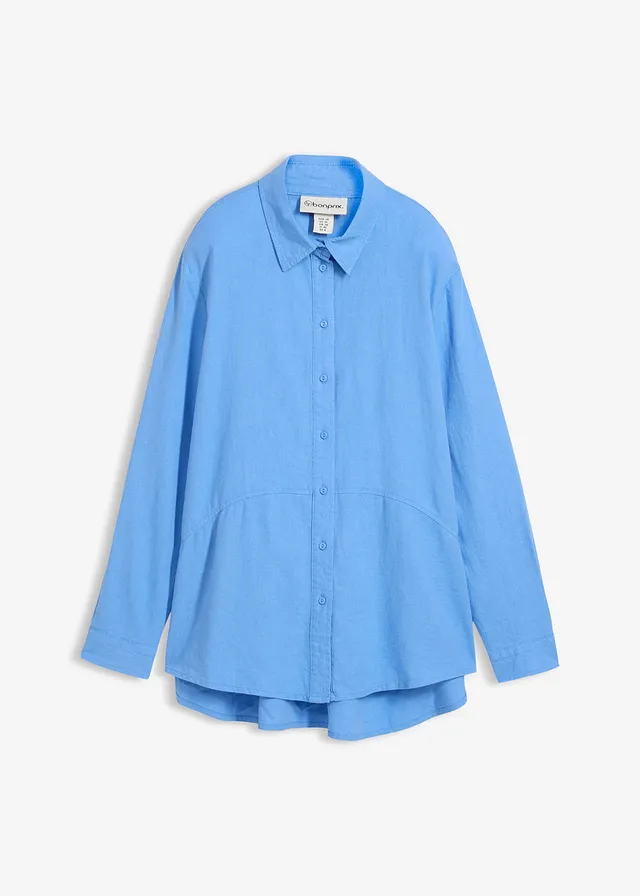 Bluzka oversize z mieszanki lnu - Bonprix