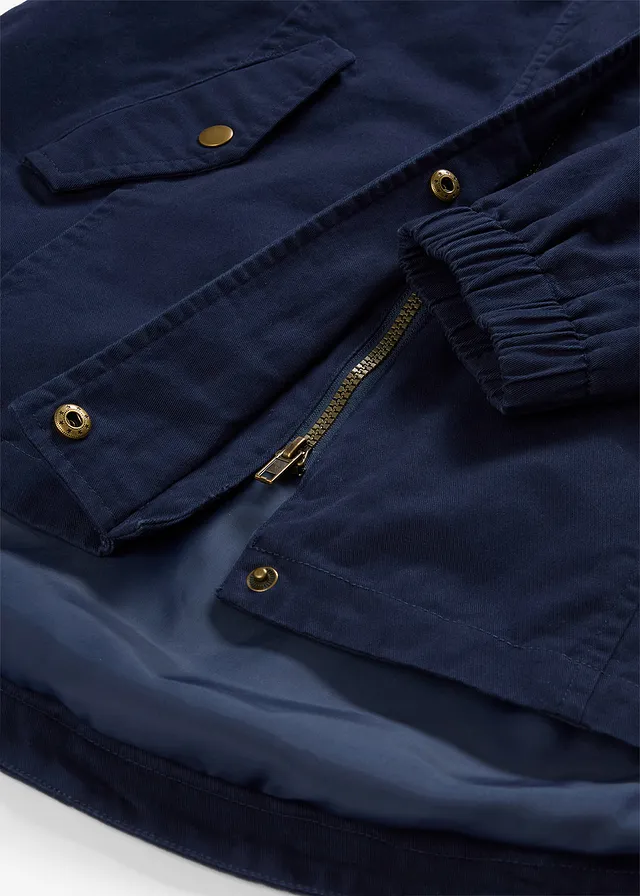 Parka de mi-saison en coton avec capuche imprimée • bleu foncé • product-page.page-title-suffix