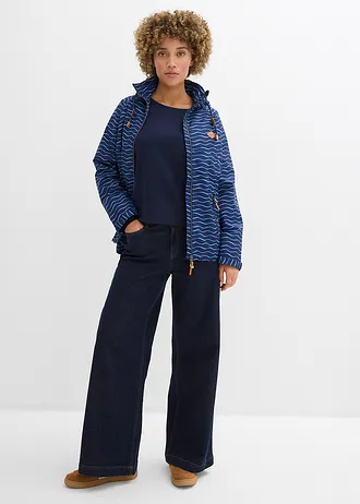 Waterdichte outdoor jas, Kleur: donkerblauw/middenblauw grafische print