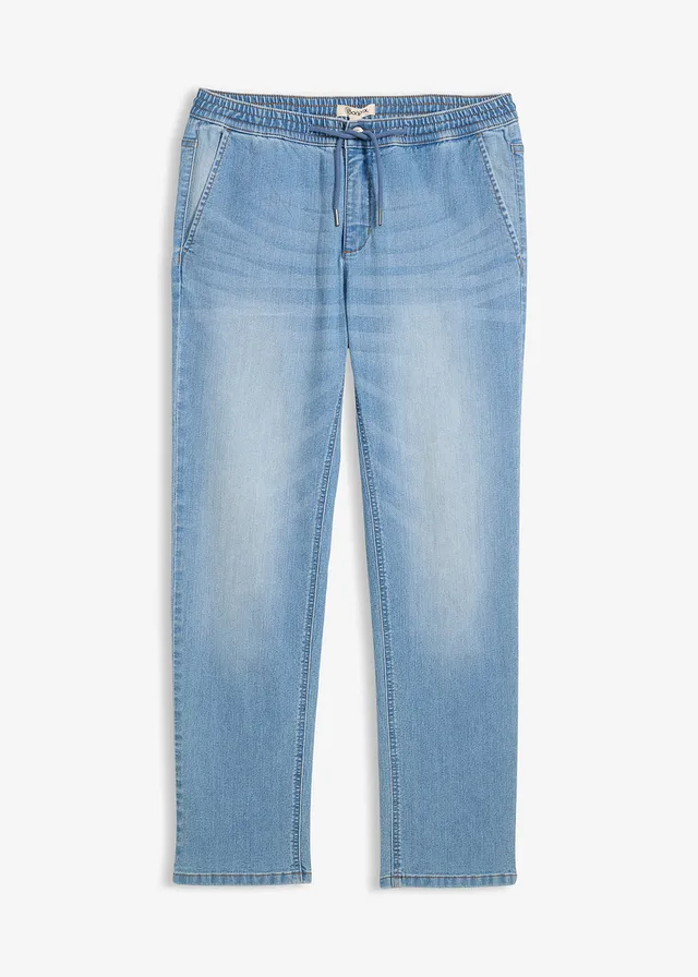 Jean droit et léger à taille élastiquée, regular • bleu clair denim • Boutique bonprix