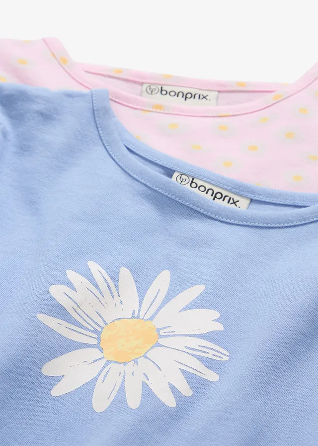 Longsleeve van puur biologisch katoen (set van 2) • parelblauw+kristalroze gebloemd • product-page.page-title-suffix