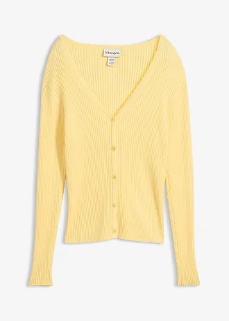 Gebreid vest met viscose, Kleur: lichtgeel