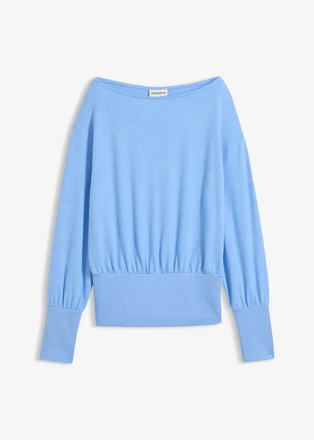 T-shirt manches longues doux avec viscose • bleu moyen • Boutique bonprix