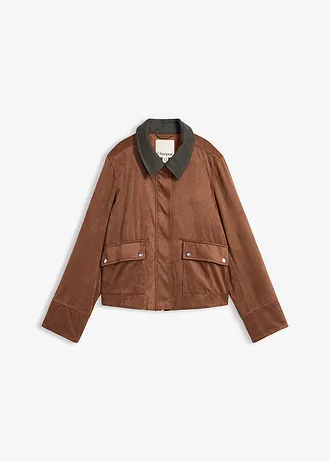 Jas van imitatiesuède, Kleur: kastanjebruin