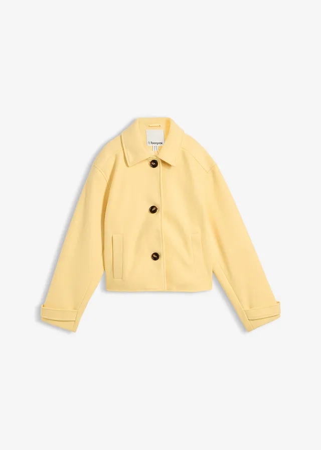 Korte jas in wollen look • lichtgeel • bonprix online shop