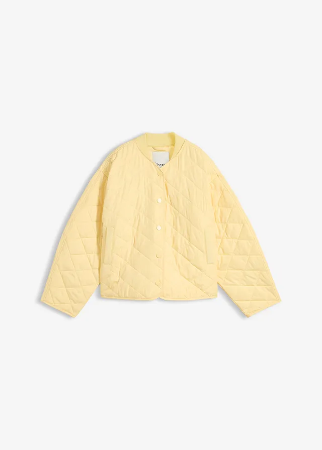 Oversized gewatteerde jas, Kleur: lichtgeel