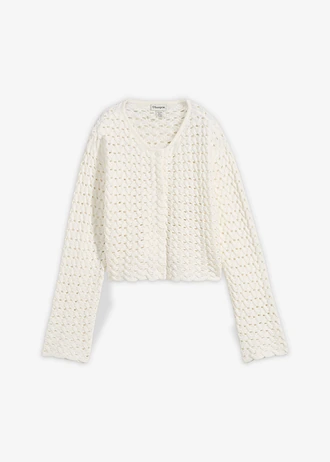 Ajour gebreid vest • wolwit • bonprix online shop