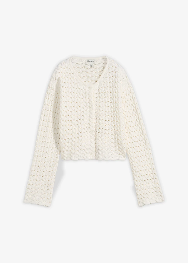 Ajour gebreid vest • wolwit • bonprix online shop