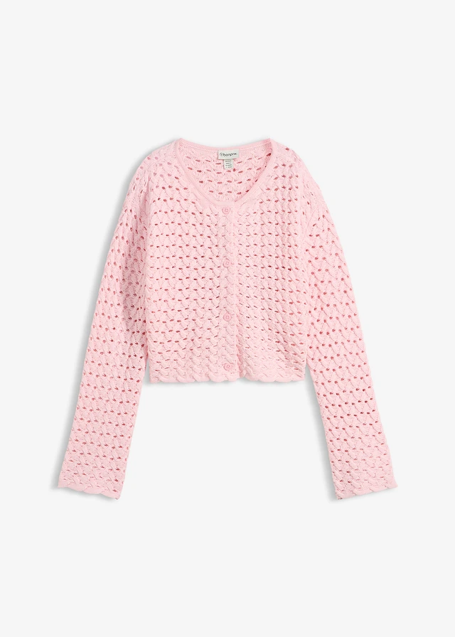 Ajour gebreid vest • lichtroze • bonprix online shop