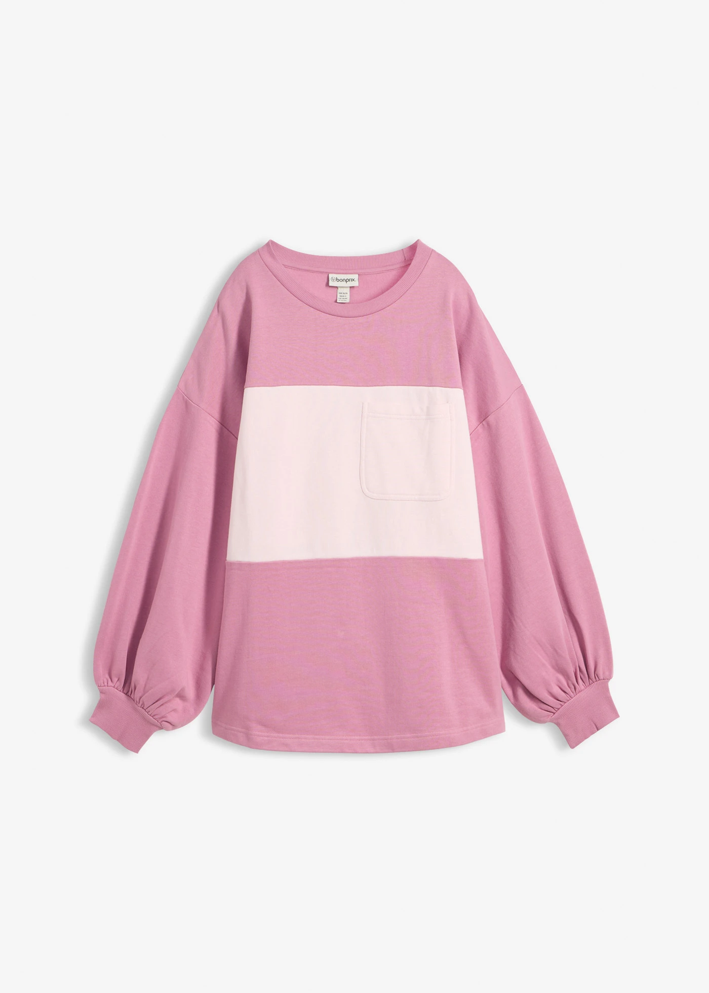Oversized sweatshirt van puur biologisch katoen • mauve-lichtroze • bonprix online shop