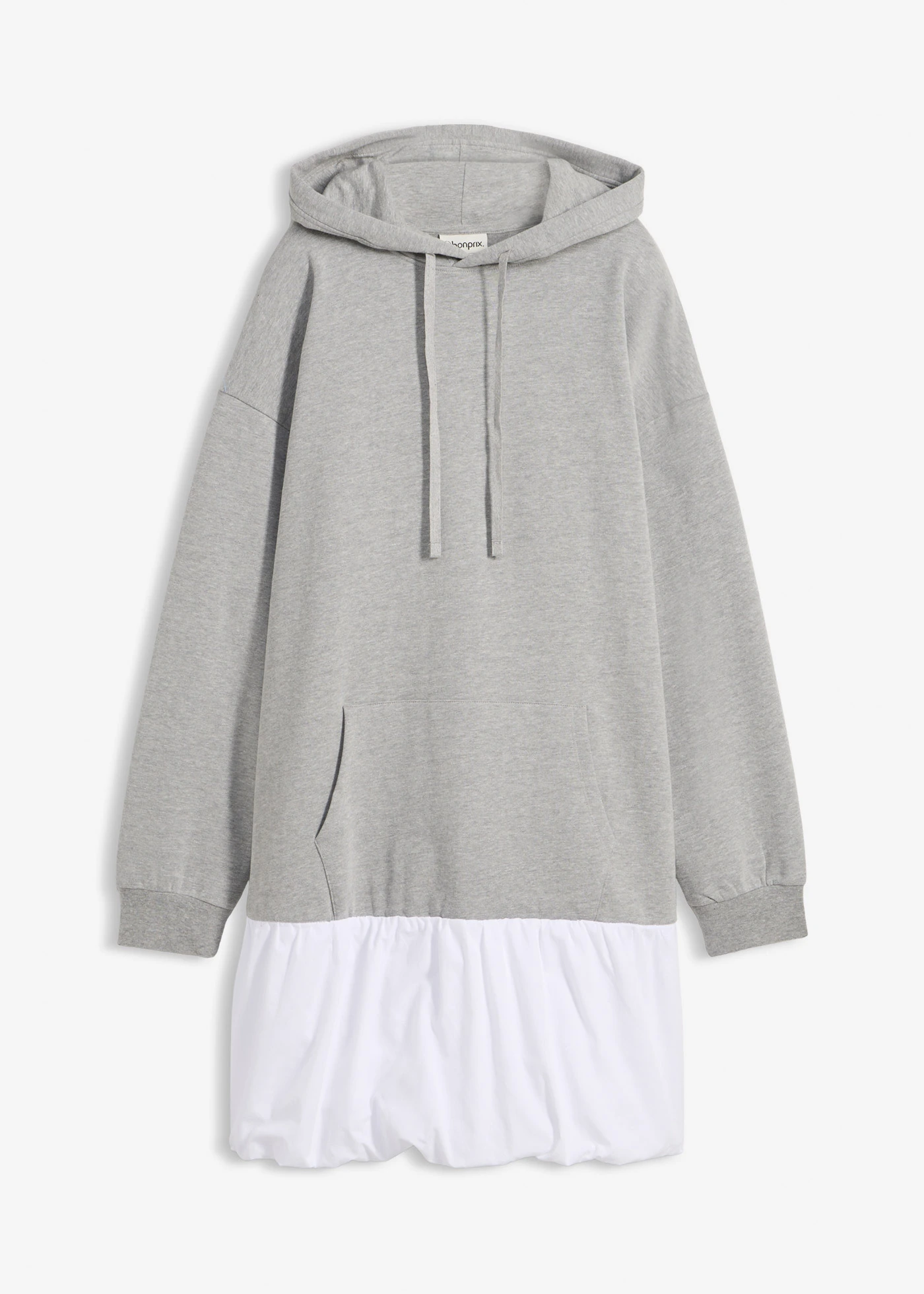 Sweatjurk met ballonzoom • lichtgrijs gemêleerd-wit • bonprix online shop